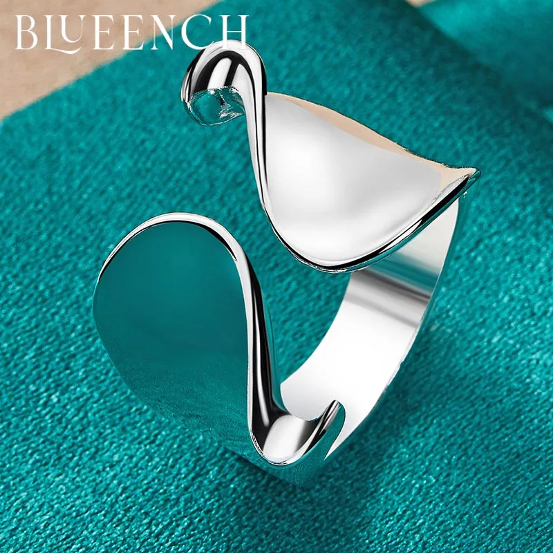 Blueench 925 Sterling Silver Irregular Adjustable Ring For Women Men Party Personality Fashion European and American Jewelry