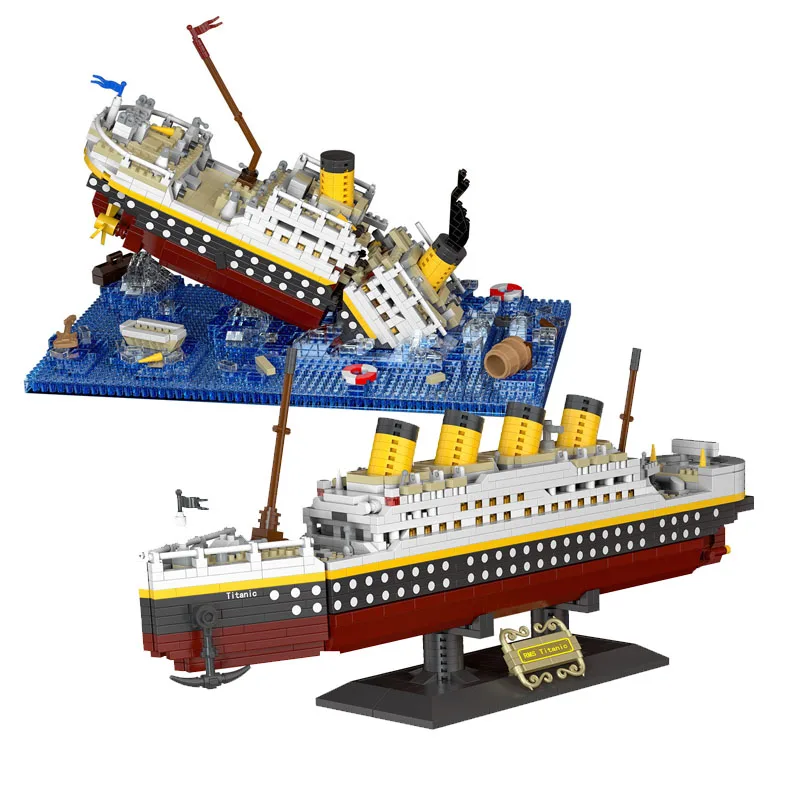 Classic Movie Building Brick Model Nanobricks Wreck Cruise Titanic Ship Micro Diamond Block Construction Toys For Kids Gifts