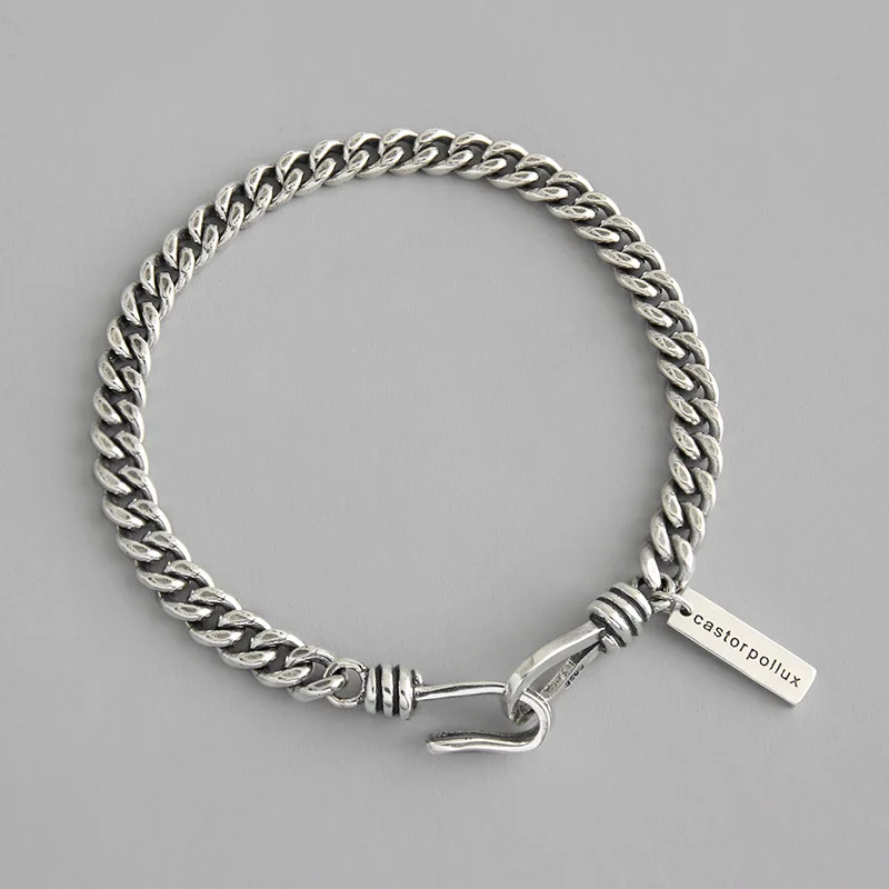 Evimi 925 Silver Color New Fashion English Letter Tag Thai Couple Bracelet For Women Men Jewelry S-B333