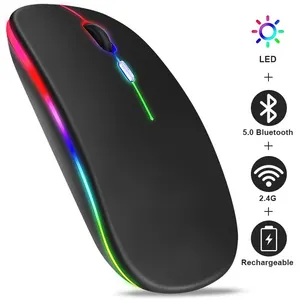 ماوس ألعاب لاسلكي مريح ، ماوس قابل لإعادة الشحن ، RGB ، بلوتوث ، LED بإضاءة خلفية ، مناسب للكمبيوتر المحمول ، كمبيوتر شخصي ، 3600 نقطة في البوصة أفضل 7 ماوس ألعاب لاسلكي مبيعا - No3