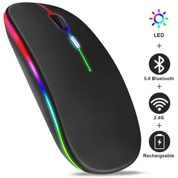 무선 RGB 충전식 블루투스 마우스, 무선 컴퓨터 마우스, LED 백라이트, 노트북 PC용 인체 공학적 게이밍 마우스, 3600DPI