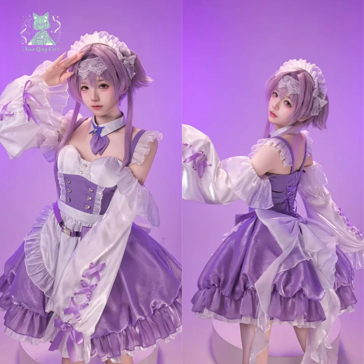 Liberalio Cosplay Costume Cafe Maid Jellyfish Purple Dress Outfit xiaoqing