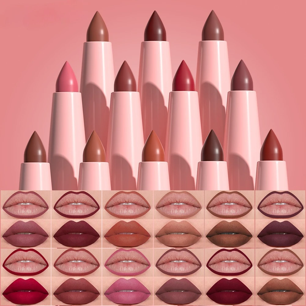 Set di 6 matite per labbra Finitura opaca in velluto Applicazione facile Matita per labbra a lunga durata Kit per contorno labbra a prova di sbavature impermeabile Bellezza