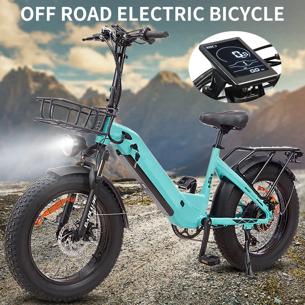 20'' Ebike 500W 48V 12AH Detachable Battery Electric Bicycle For Urban Commuting, Foldable With Basket, Adult Electric Bicycle