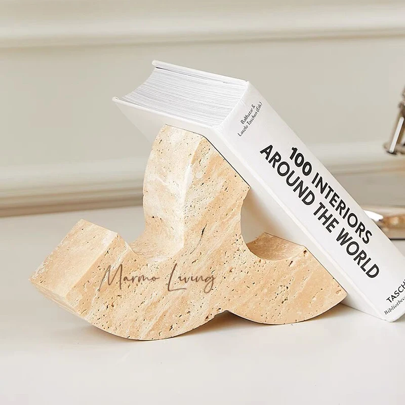 

Travertine Bookends Stduy Room Desk Book Organizer School Stationery Office Bookshelves Book Holder Book Stand Home Decoration