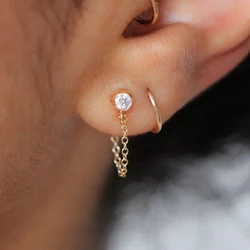 Gold Filled Chain Earrings Gold Wrap Earrings Handmade Korean Jewelry  Brincos Minimalism Pendientes Earrings for Women