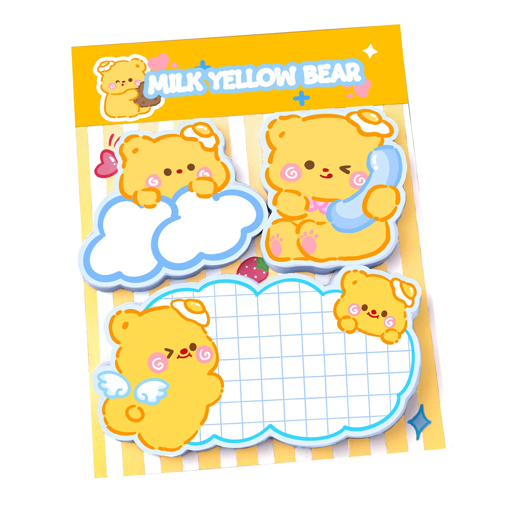 Creamy Bear Combination Memo Pad Note Student Cute Message N Times Sticker Cartoon Girl Heart Paste Sticky Notes