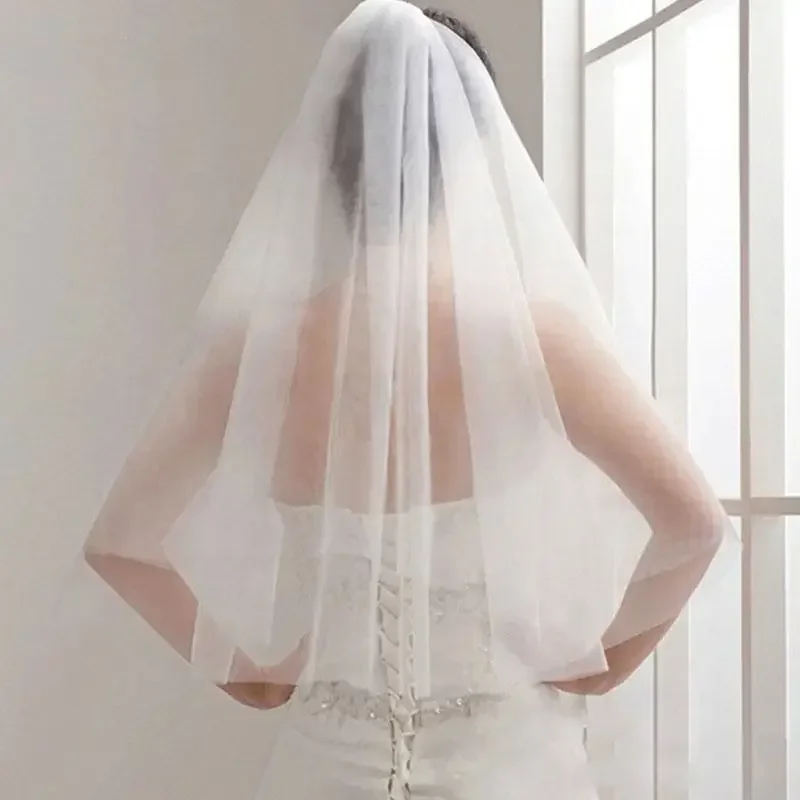 New Fashion Pretty Double-Layer Lace Wedding Veil Bridal 1.5m 2023