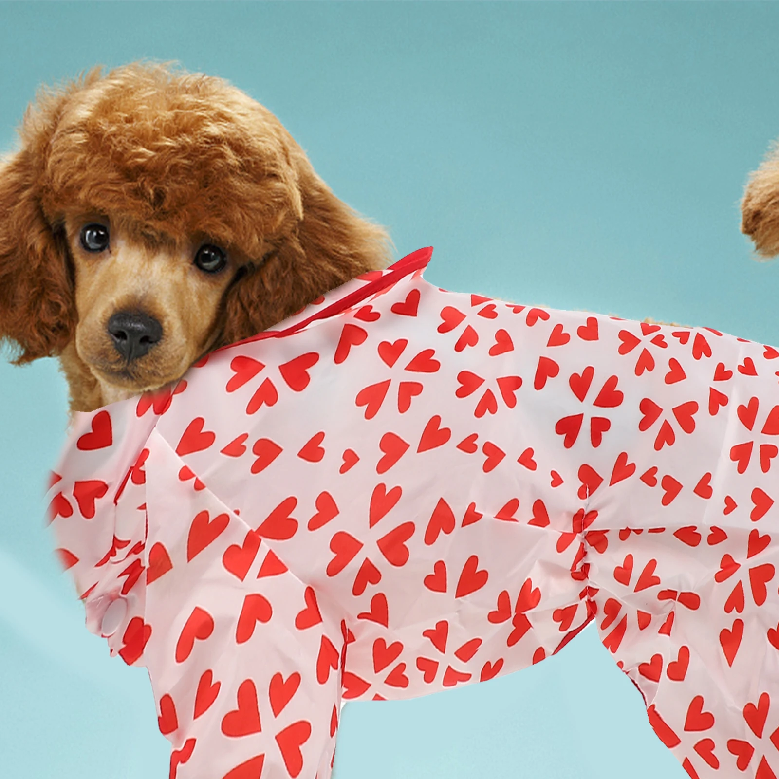 

Stylish Pet Raincoat Waterproof Hooded Puppy Rain Poncho Breathable Polyester Dog Raincoat Outdoor Cute Rain Gear