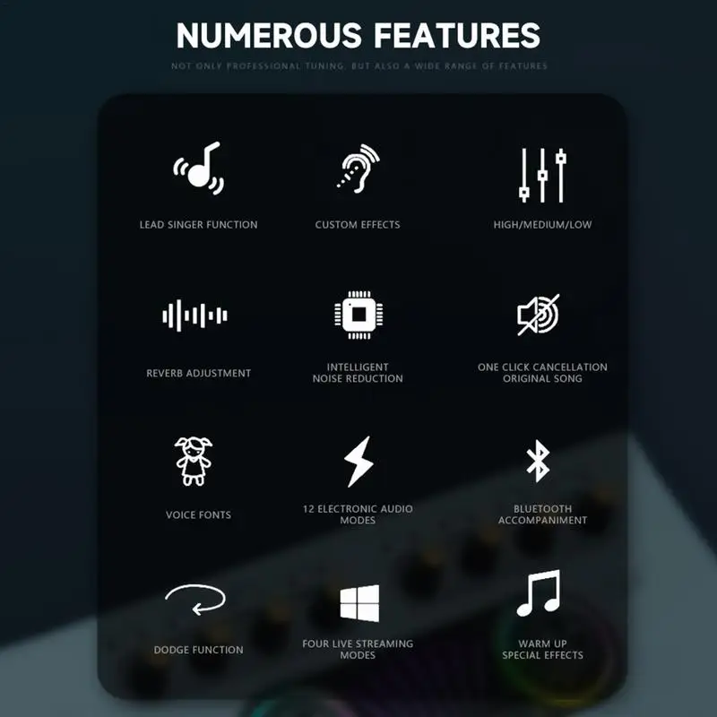 Live Streaming Sound Card Sound Card for Recording Studio Streaming Soundboard with XLR-3.5mm Condenser Microphone Sound Card