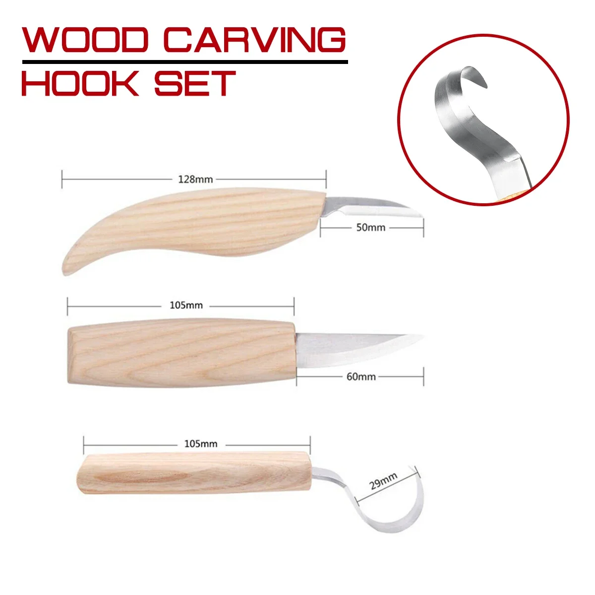 3Pcs/set Wood Carving Knife Chisel Hand Tool Set High Strength Hooked Whittling Cutter Carpenter Tools For Woodworking Cutter