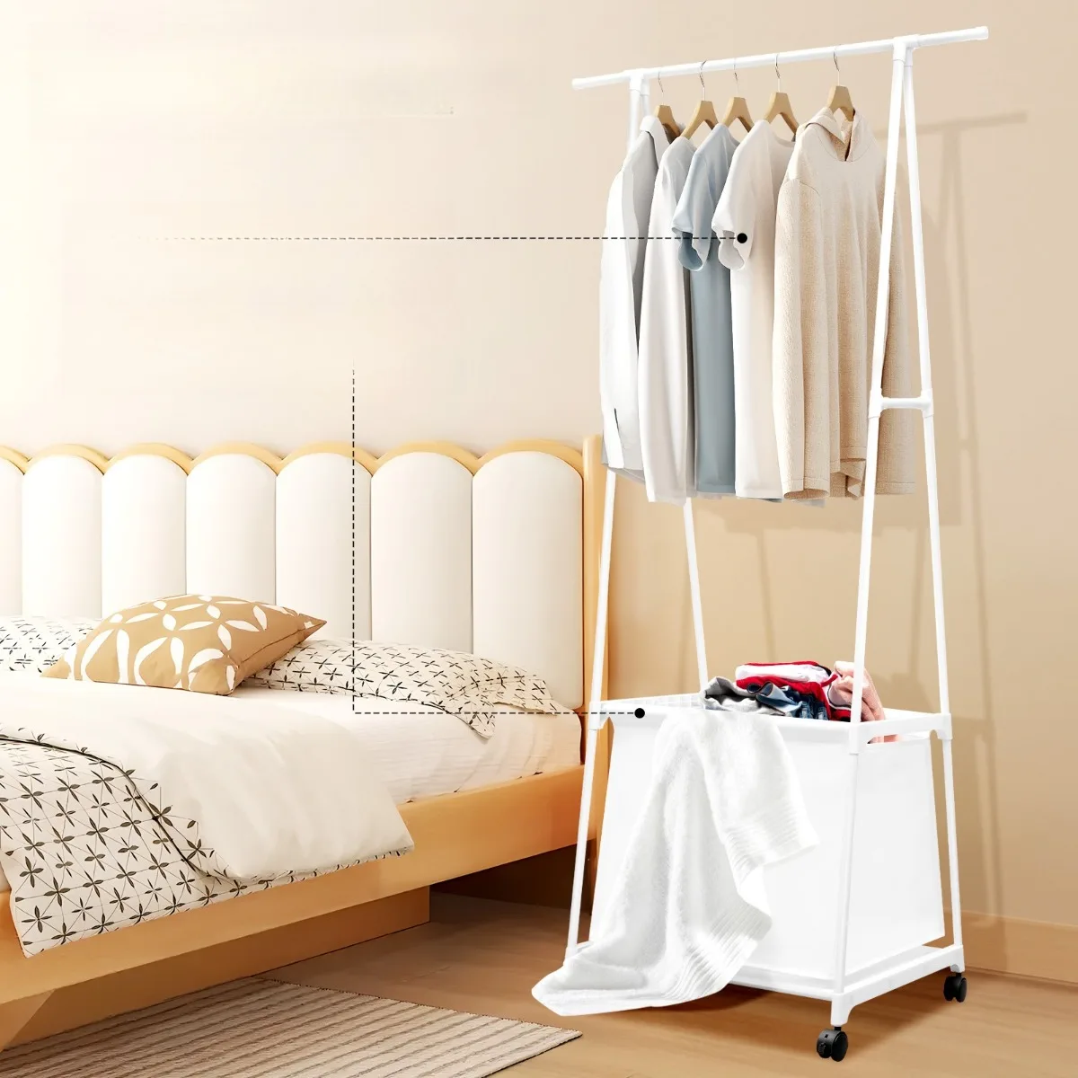 

1 Premium Steel Rolling Coat Rack Clothes Rack with Wheels for Bedroom Laundry Room Versatile Storage Easy Mobility 33LBS Load