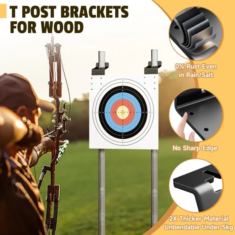 

ABKW-For Wood Fence T Post Bracket, For Sign Mount Hardware- T Post Hanger For Sign, Birdhouse Mailbox Camera(6 Pcs)