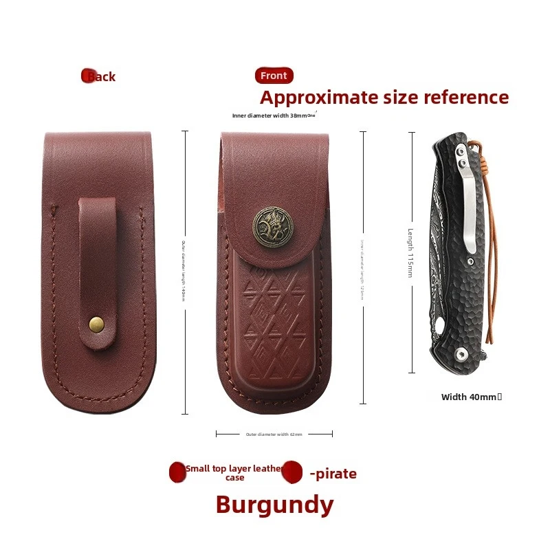 Handmade Genuine Leather Pocket Knife Case - Durable Cowhide Side-Mounted Folding Knife Protection Case For Storing The Leather view 6