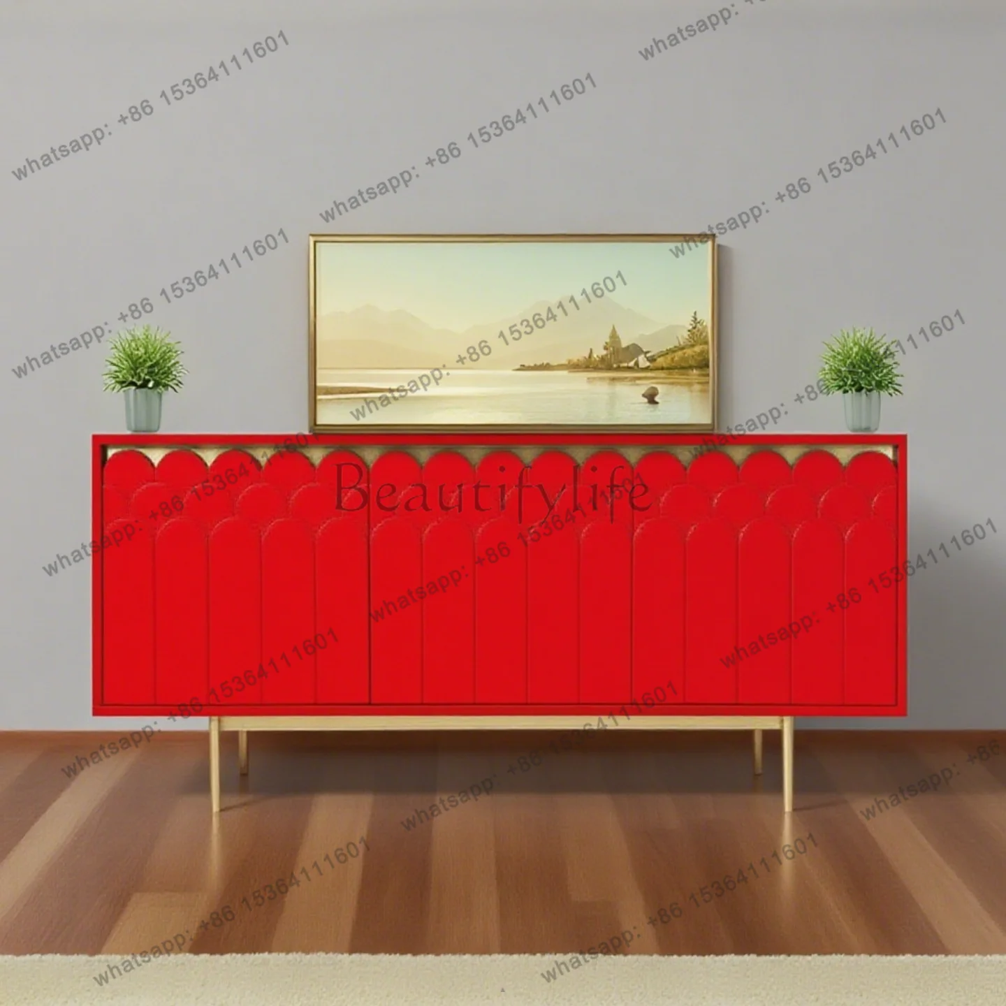 Italian light luxury paint dining side entrance cabinet living room wall storage decorative cabinet