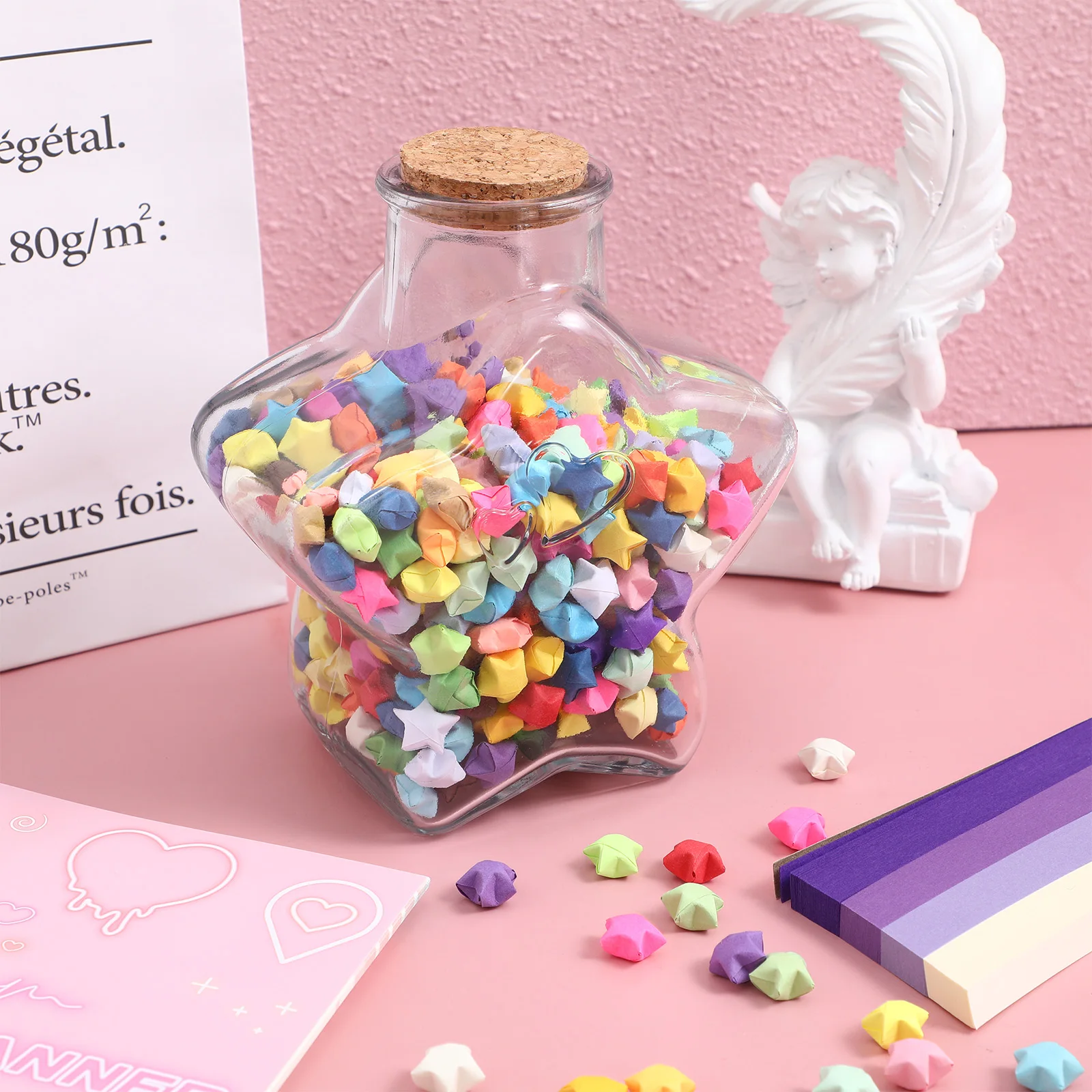 

Wishing Bottle Birthday Gift Romantic Gifts For Him Purple Gradual Color Paper Stars Folded Origami Storage Jar
