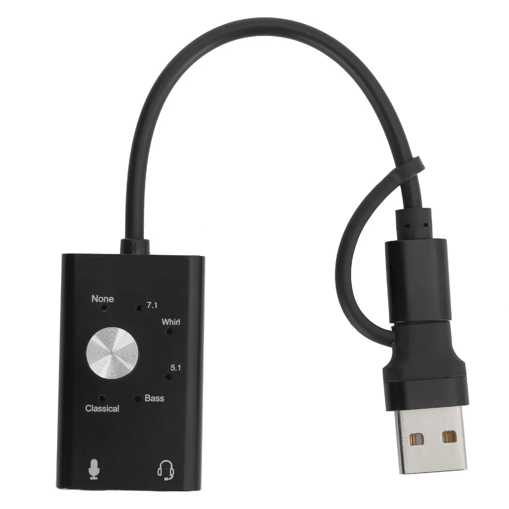 

2-in-1 Audio Interface TypeC to Audio Sound Card 7.1/5.1 Surround Channel External Sound Card USB Audio Adapter Desktop Computer