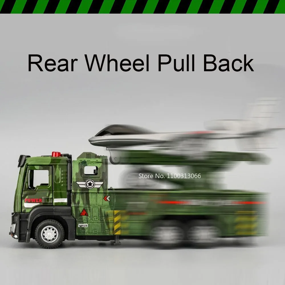 1:32 Military Drone Launch Vehicle Toys Cars Alloy Models Wheel Pull Back with Light Sound Miniature Car for Boys Birthday Gifts