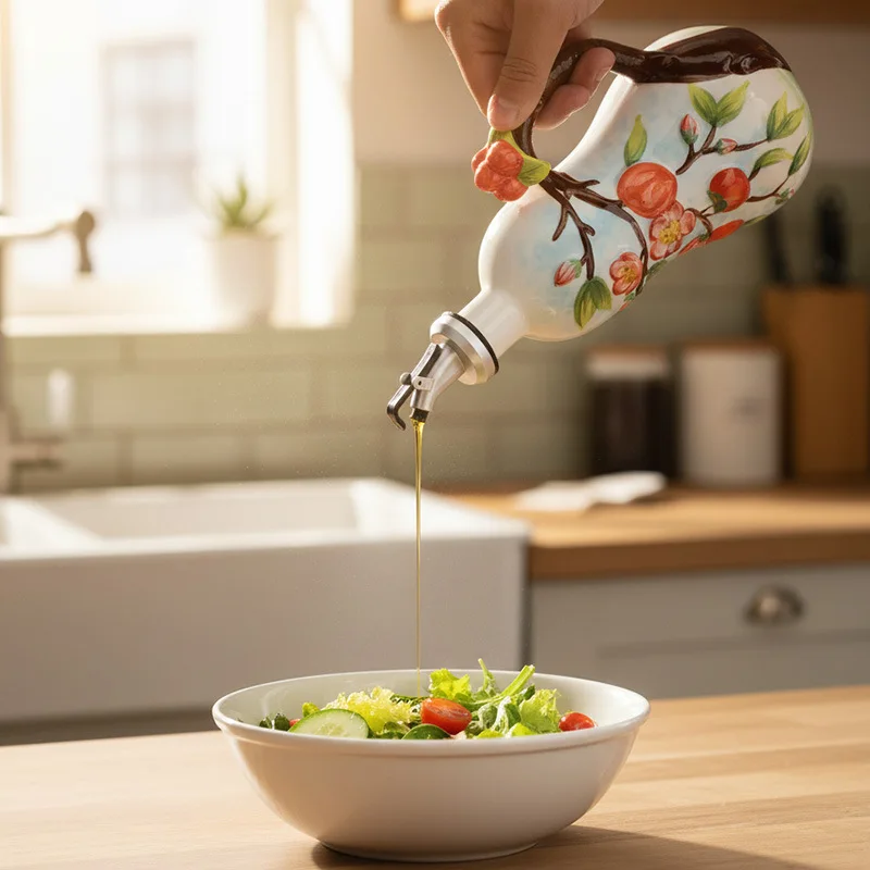 HYS Nordic simple creative hand-painted ceramic seasoning bottle flower and bird fruit ornaments restaurant kitchen