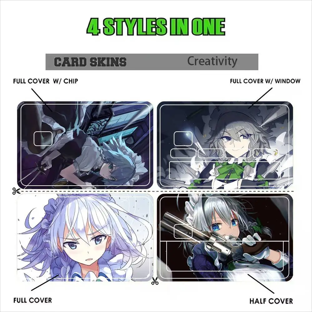 Sakuya Izayoi Touhou Project  Sticker Film Tape Skin for Credit Card Debit Card Waterproof Stickers