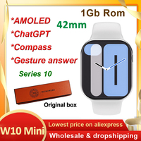 Microwear W10 Mini Smart Watch Men AMOLED Watch X Series 10 ChatGPT 1GB ROM 42mm Compass NFC W10 Pro mini Smartwatch Women