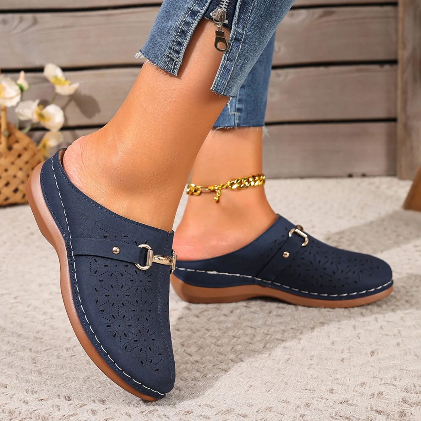 Damen-Halbschuhe: Leichte, modische Outdoor-Watschuhe für Mütter mittleren Alters – Sommer-Sandalen für Frauen – Detail 4