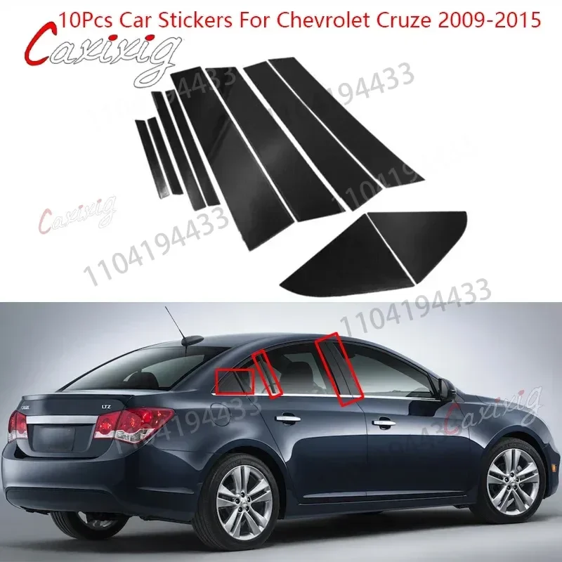 

10Pcs Carbon Fiber Polished Pillar Posts Cover Window Trim Cover BC Column Stickers Accessories For Chevrolet Cruze 2009-2015
