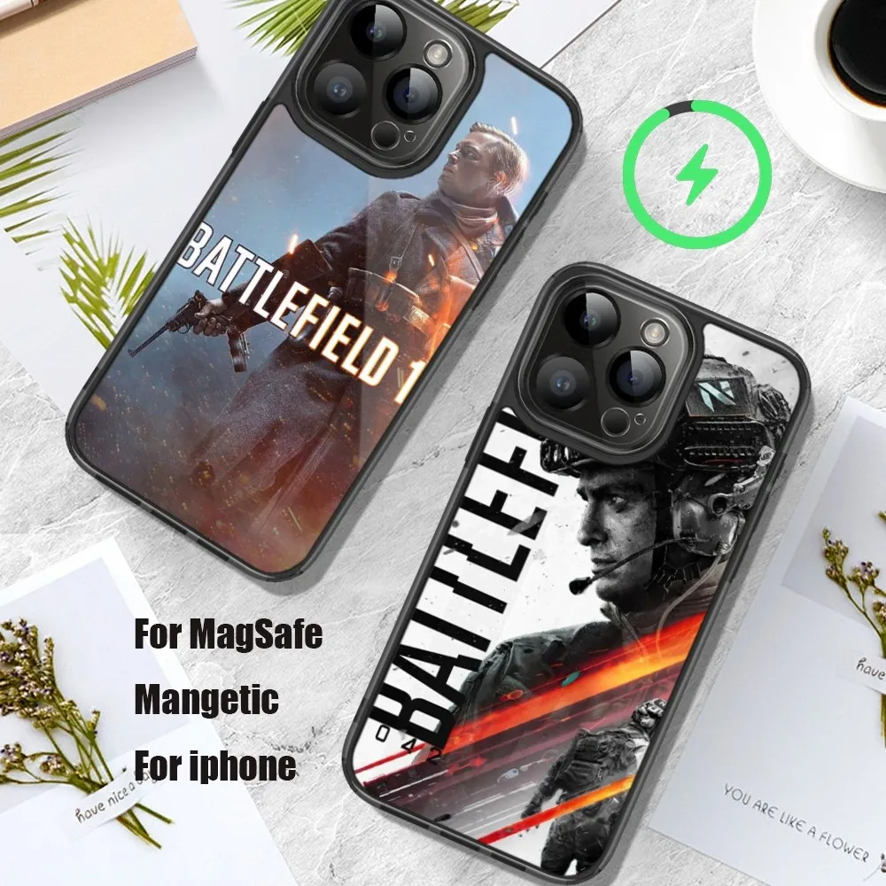 B-Battlefield Game Phone Case For iPhone 11 12 13 14 15 Pro Max Plus Mini Magsafe Magnetic Wireless Charging Shell