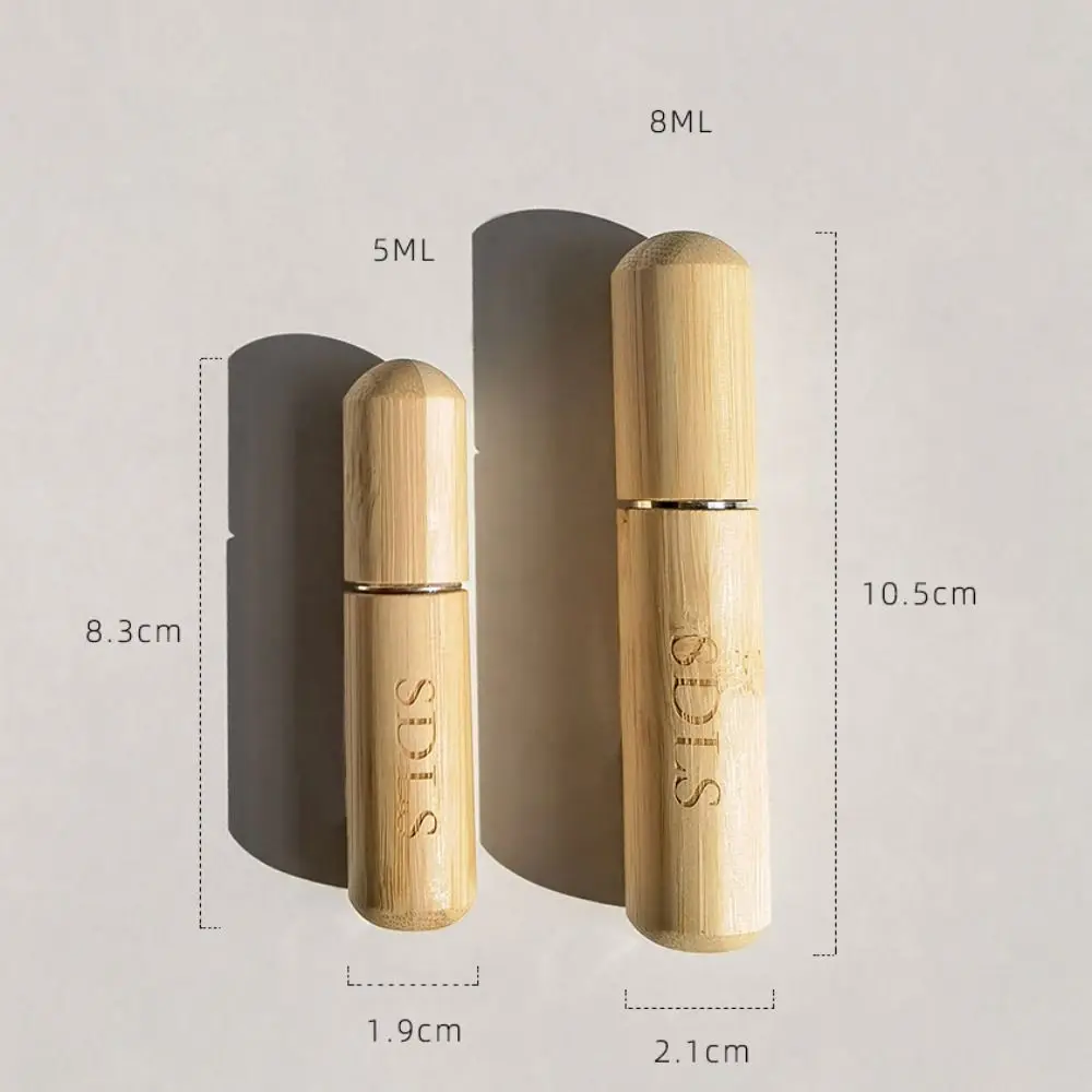 5/8ML Refillable Perfume Bottle New Wood Bottom Filling Liner Portable Atomizer Mini Bamboo Spray Bottle Travel