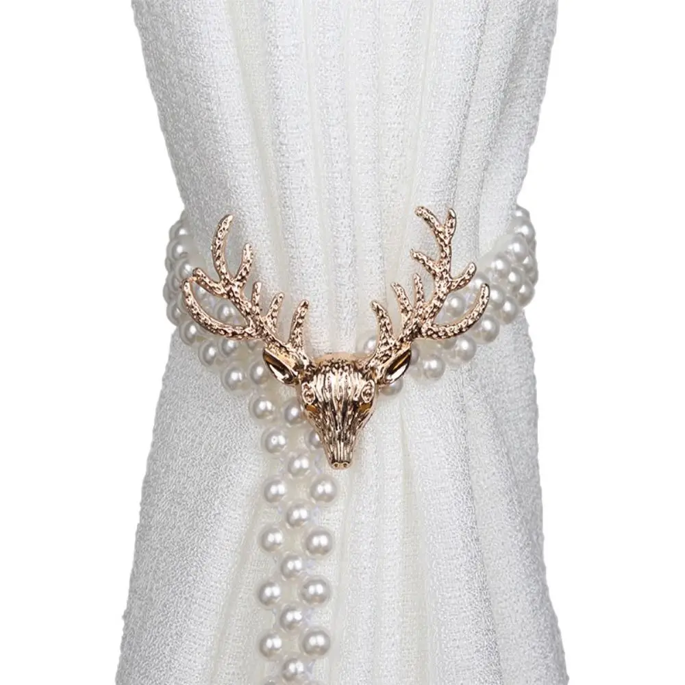 Stretch Elastic Curtain Buckle Straps Adjustable Pearl Curtain Tiebacks Curtain Decorative Accessories Curtain Strap Home Decor