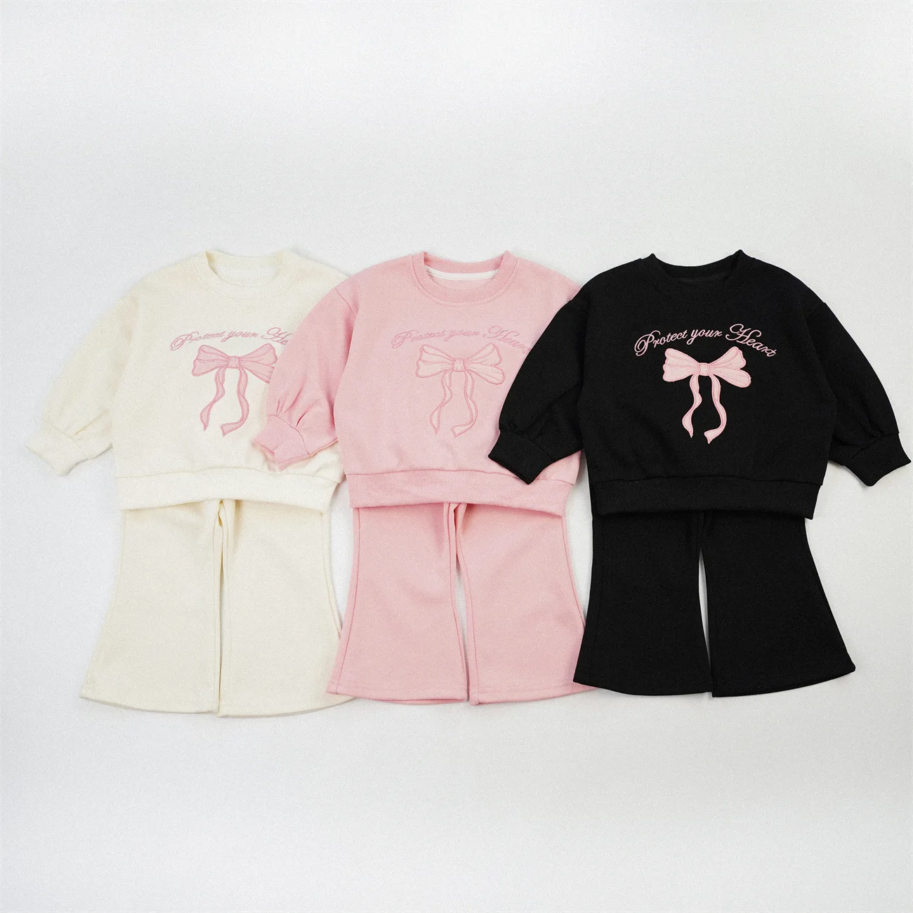 2026-autumn-new-children-casual-clothes-set-girls-bow-sweatshirt-flared-pants-2pcs-suit-kids-sportwear-toddler-girl-outfits