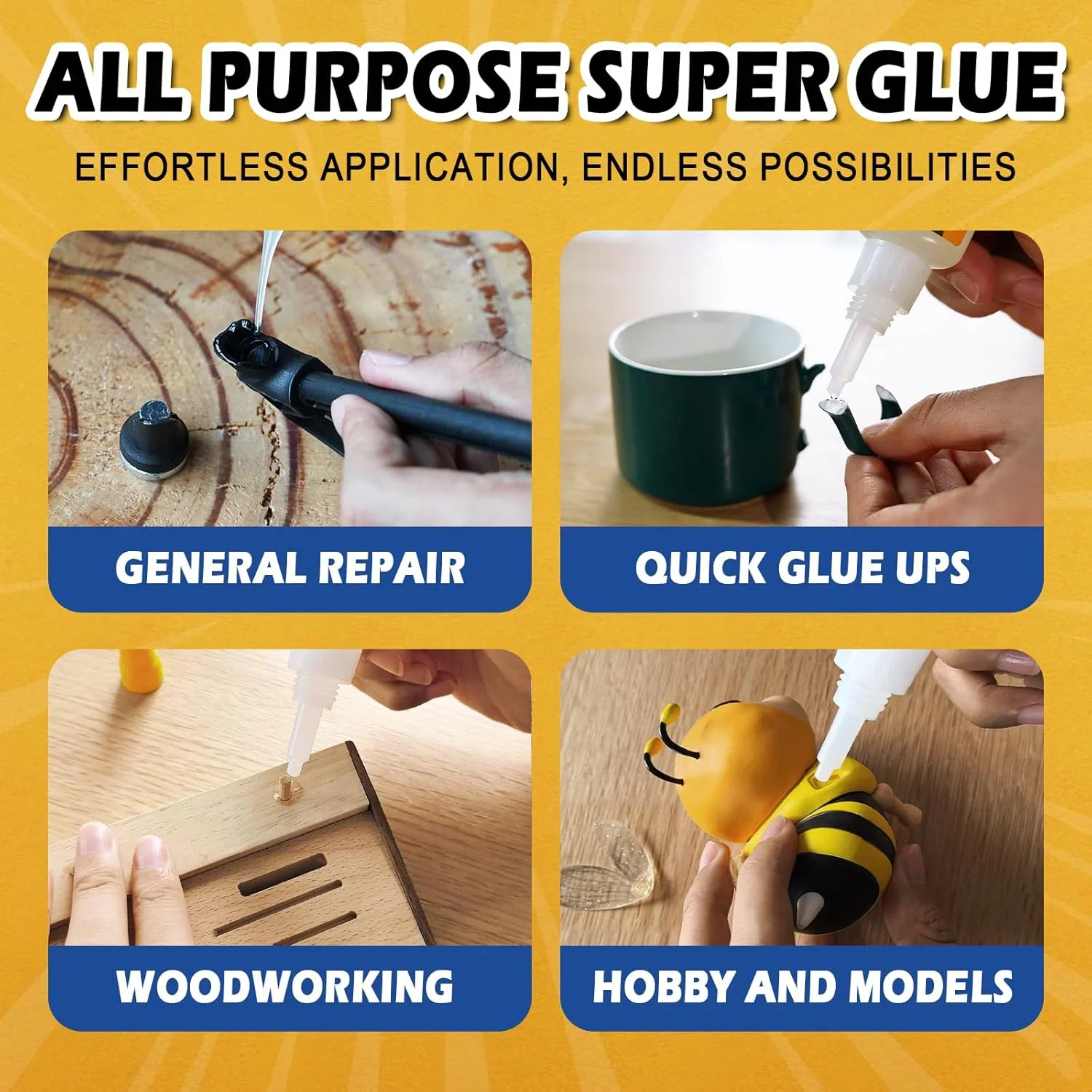 LOOLIFL، 502 غراء فائق الجفاف، غراء فائق، DIY يدويًا، شفاف ولا طعم له، مناسب لربط الخشب البلاستيكي المعدني. #6