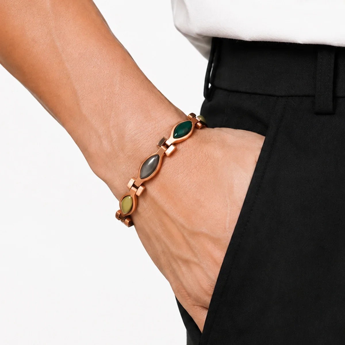 Vintage-Armband mit Kupferbeschichtung und Magnet, Magnettherapie-Armband für Damen und Herren, modischer Schmuck, Geschenk. – Detail 4