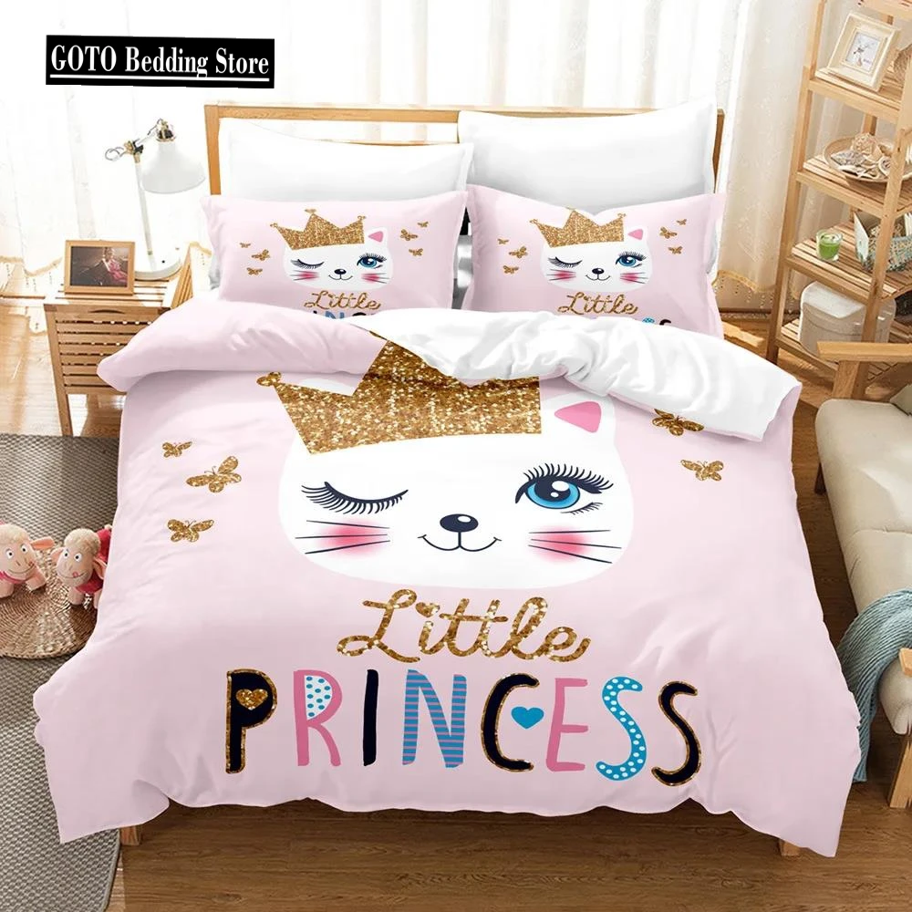 

Dream Princess Bed Coer Sets Girl 100% High Quality Comforter Bedding Sets Hot Duvet Cover Set Castle Cartoon Bedclothes Full