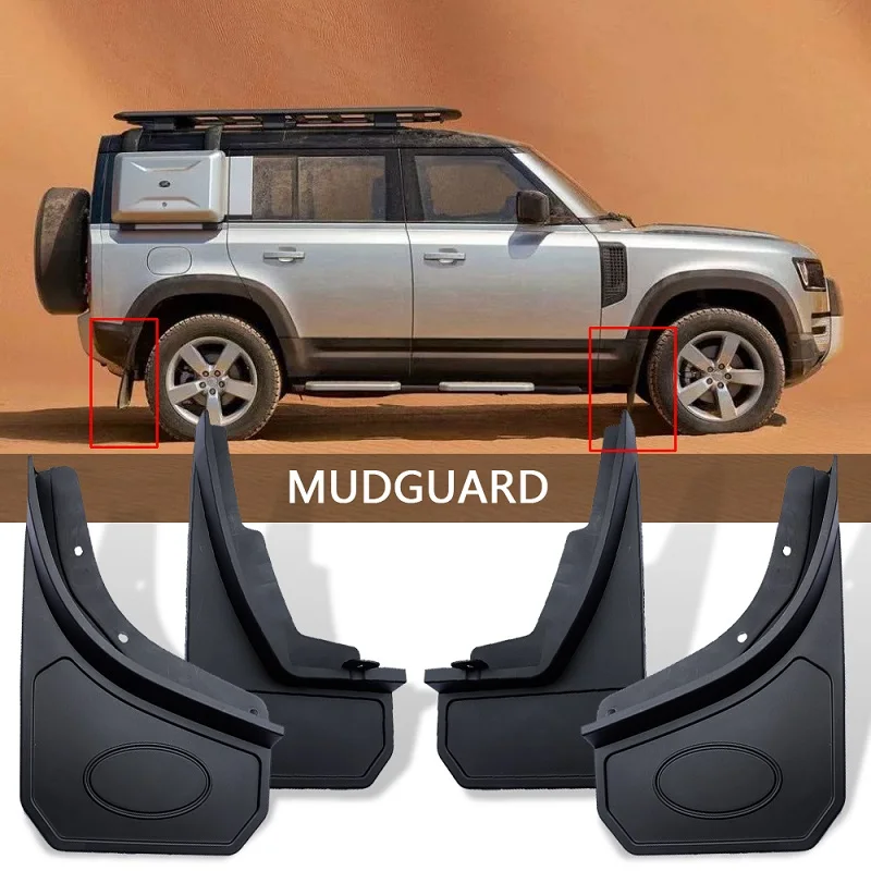 

ABS Black For Land Rover Defender 90 110 130 2020-2023 Car Mudguard Front Rear Wheel Mud Flaps Mud Guard Car Fender Accessories