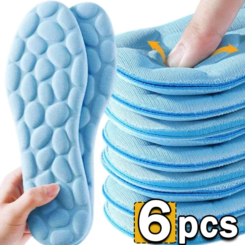 Plantillas de espuma viscoelástica de masaje suave para zapatillas deportivas, suela transpirable, almohadillas ortopédicas para pies, 2-6 uds.