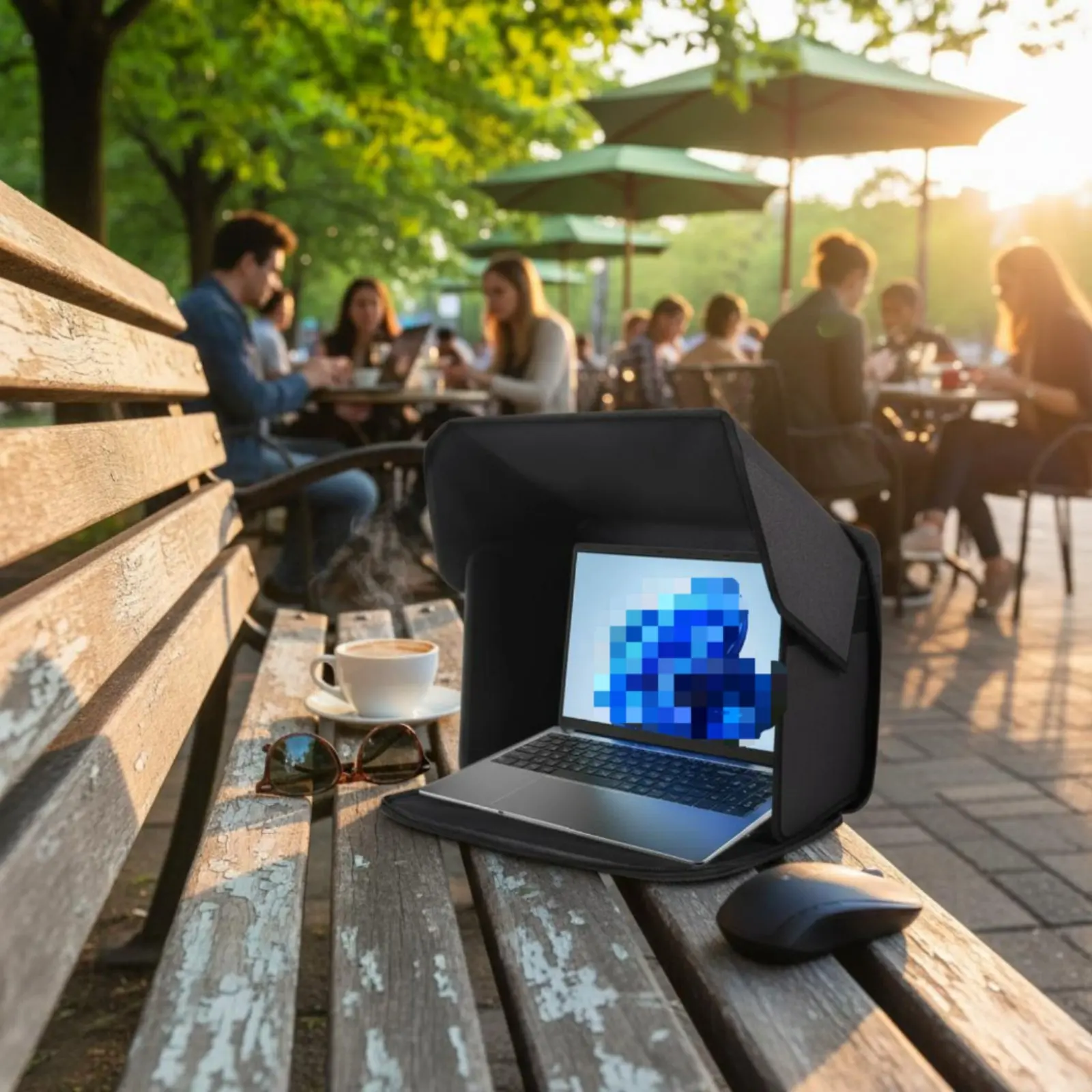 Laptop Privacy Screen Hood Waterproof Computer Sun Hood Enclosure Laptop Sun Shade Portable Design for Students, Outdoor, Trip