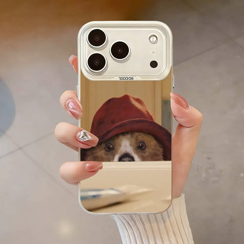 Cute P-PaddingtonES bear Phone Case For iPhone 17,16,13,12,X,11,15,14,Pro,Max,Plus,SE4,Air,Mini White IMD HD Matte