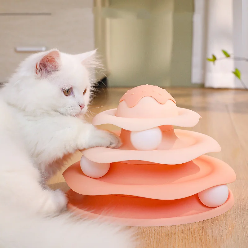 3/4 Levels Cats Toy Tower Tracks Cat Toys Interactive Cat Intelligence Training Amusement Plate Tower Pet Products Cat Tunnel