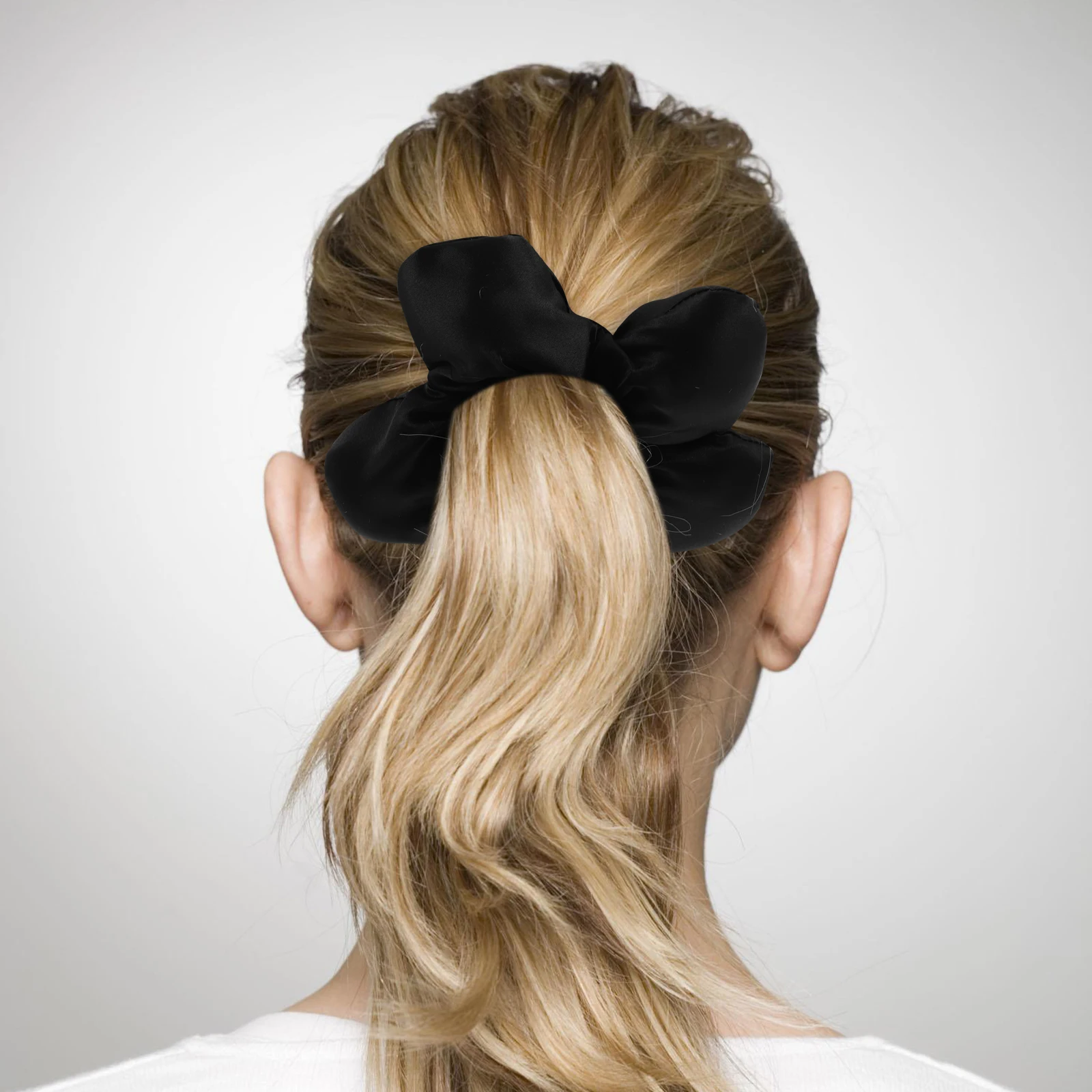 

Big Flower Tie Giant Scrunchies Black Sponge Ties Thick Hair Elastic Secure Women Fashion Comfort Polyester Holiday Style