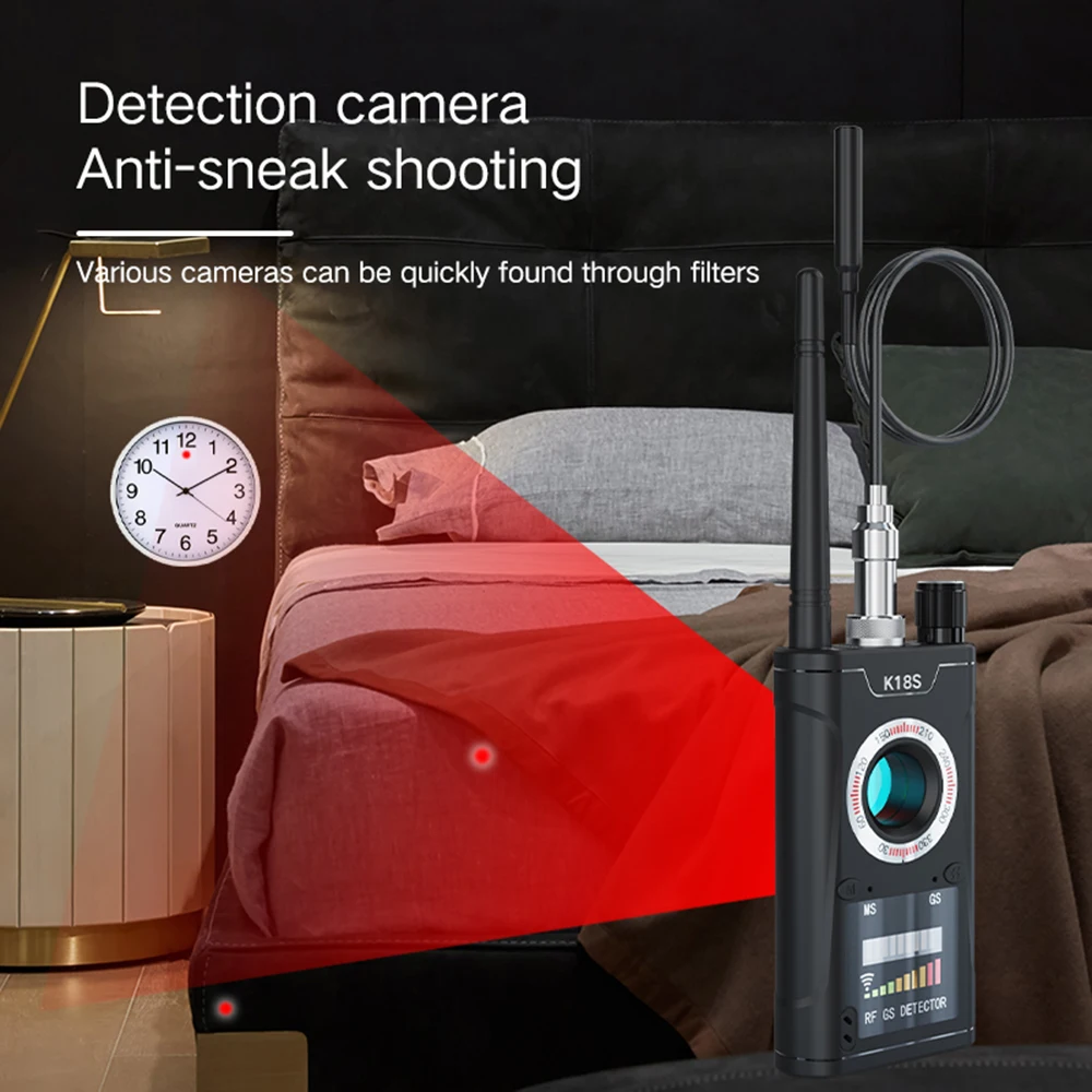 Multi-function Anti Mini Audio Camera K18S Detector Bug Finder GSM GPS Signal Lens RF Locator Tracker Detect Wireless Camera