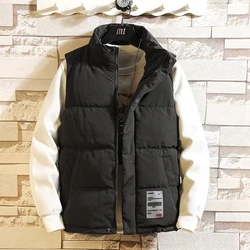 Winter New Men Warm Waistcoat Vest Japanese Streetwear Zip-up  Sleeveless Jacket Stand Collar Large Size M-5XL Male Jackets