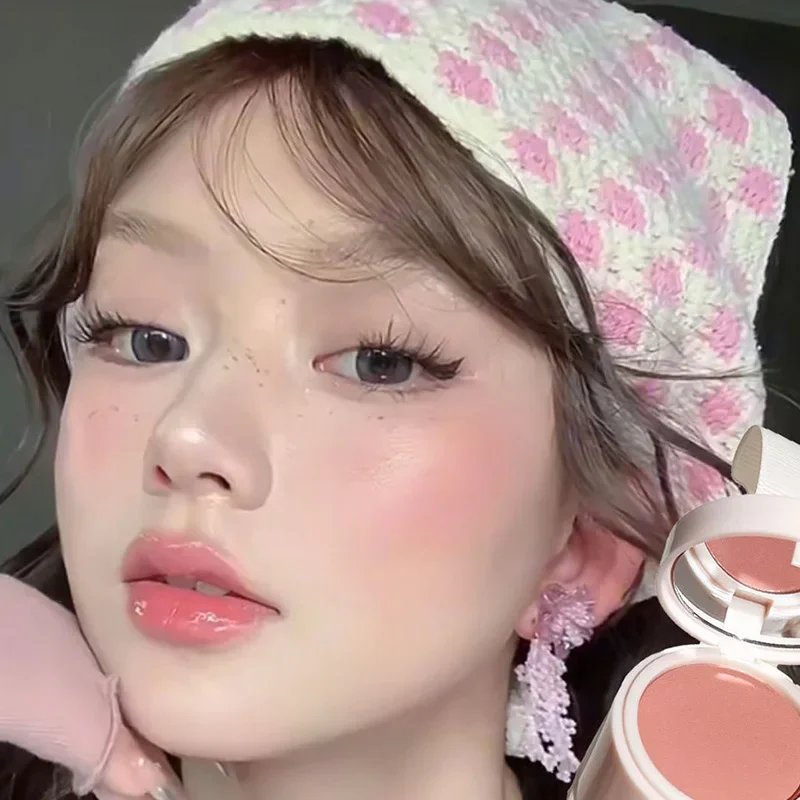 3-in-1 Natural Cheek Tint Blush Palette Bean Paste Pink Waterproof Face Blusher With Puff Contour Soft Cheek Rouge Girl Make Up