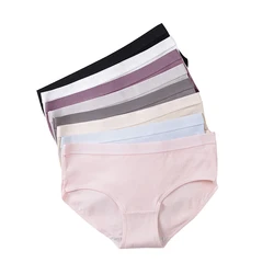 8pcs/set Panties for Woman Underwear Plus Size Pure Cotton Underwear Solid Color Middle Waist Girl Underwear Breathable Panties