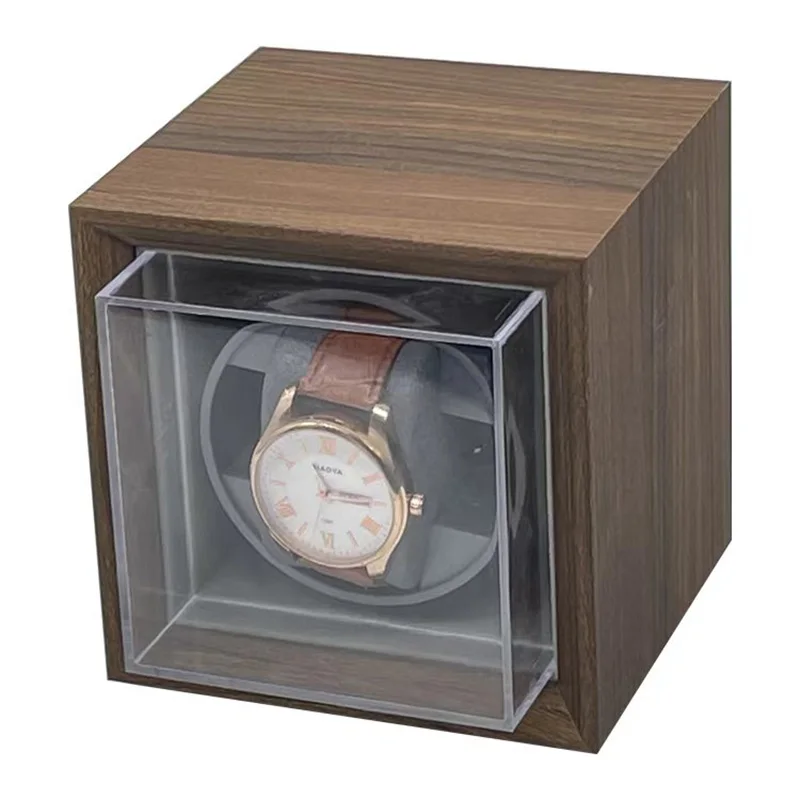 

Wooden Single Watch Winding Box for Mechanical Watches with Automatic Winding and Transparent Lid for Quiet and Noiseless Watch