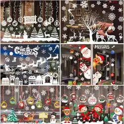 Christmas Window Stickers Merry Christmas Decorations for Home 2024 Christmas Wall Sticker Xmas Sticker New Year Decoration 2025