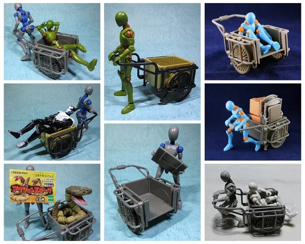 Original Japan Cute Gashapon Action Figure Anime Kawaii Humanoid Bodys Skeleton Ma Heelbarrow Doll Capsule Toy Assembly Model