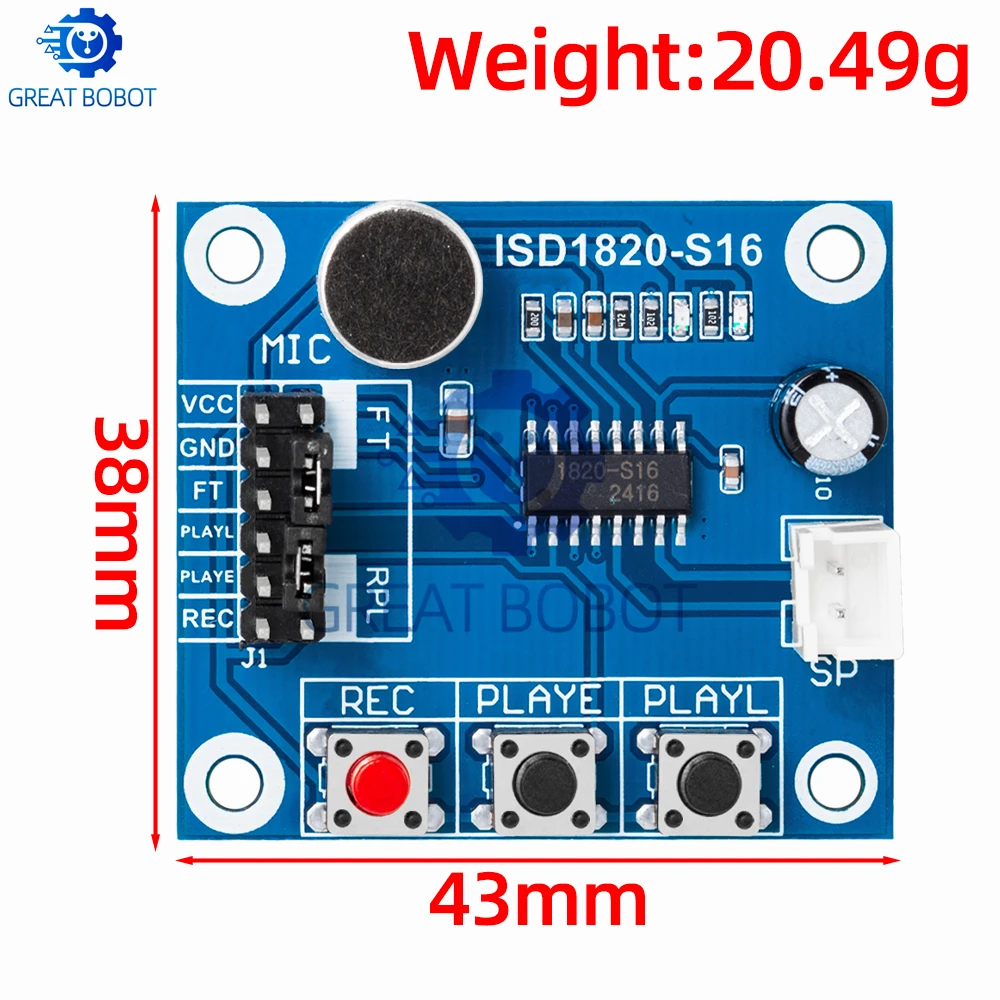 ISD1820 recording module voice module the voice board telediphone module board with Microphones + Loudspeaker