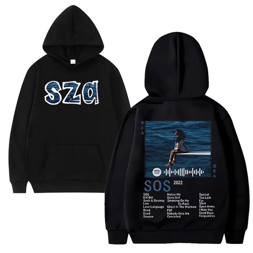 SZA Fashion Graphics Hoodie Men Women ' s Vintage Oversized Pullover streetwear Long sleeve Unisex Fleece Hooded Sweatshirt