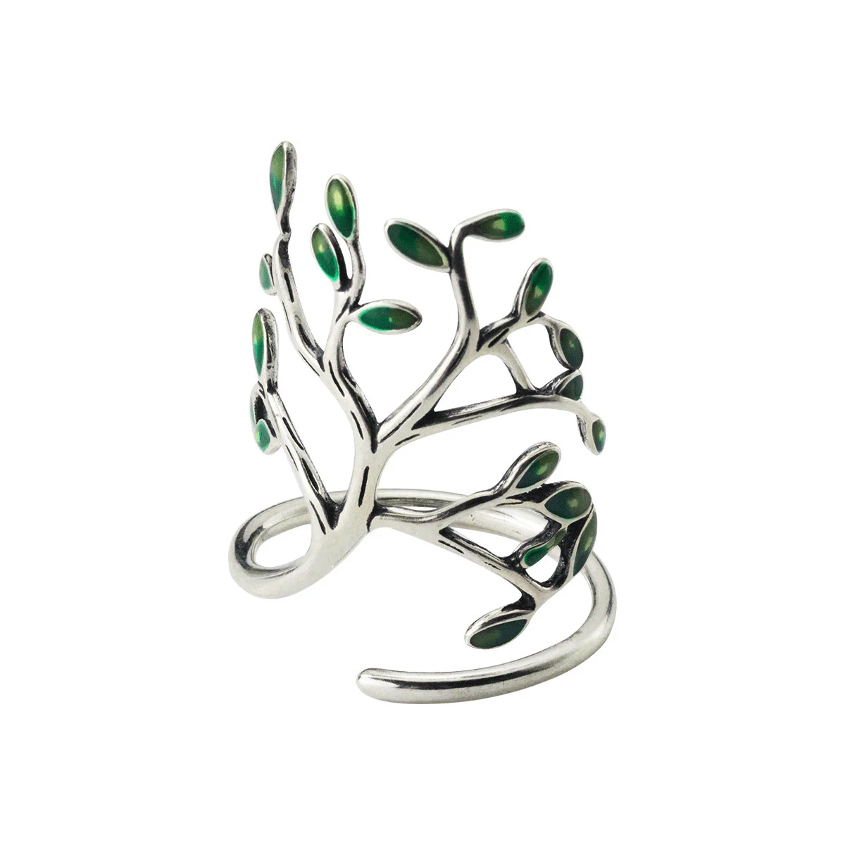 Modian Hyperbole Plant Finger Ring for Women Real 925 Sterling Silver Tree Branch Leaves Adjustable Ring Fine Jewelry 2025 New